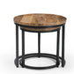iAnanas Set of 2 Round Coffee Tables, Handmade Mango Wood Top and Iron Frame, Natural Finish, Modern, Industrial Minimalist Design for Living Room, Office - 50x50x43, 40x40x38 cm