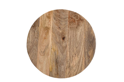 iAnanas Set of 2 Round Coffee Tables, Handmade Mango Wood Top and Iron Frame, Natural Finish, Modern, Industrial Minimalist Design for Living Room, Office - 50x50x43, 40x40x38 cm iAnanas