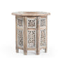 Small Rustic Coffee Table - Handmade Mango Wood Side Table with Whitewashed Finish, Vintage Solid Wood Side Table for Living Room or Bedroom - 45x45x45 cm