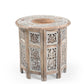 Small Rustic Coffee Table - Handmade Mango Wood Side Table with Whitewashed Finish, Vintage Solid Wood Side Table for Living Room or Bedroom - 45x45x45 cm