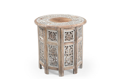 Beistelltisch Holz – Handgefertigter Tisch mit Gittermuster iAnanas