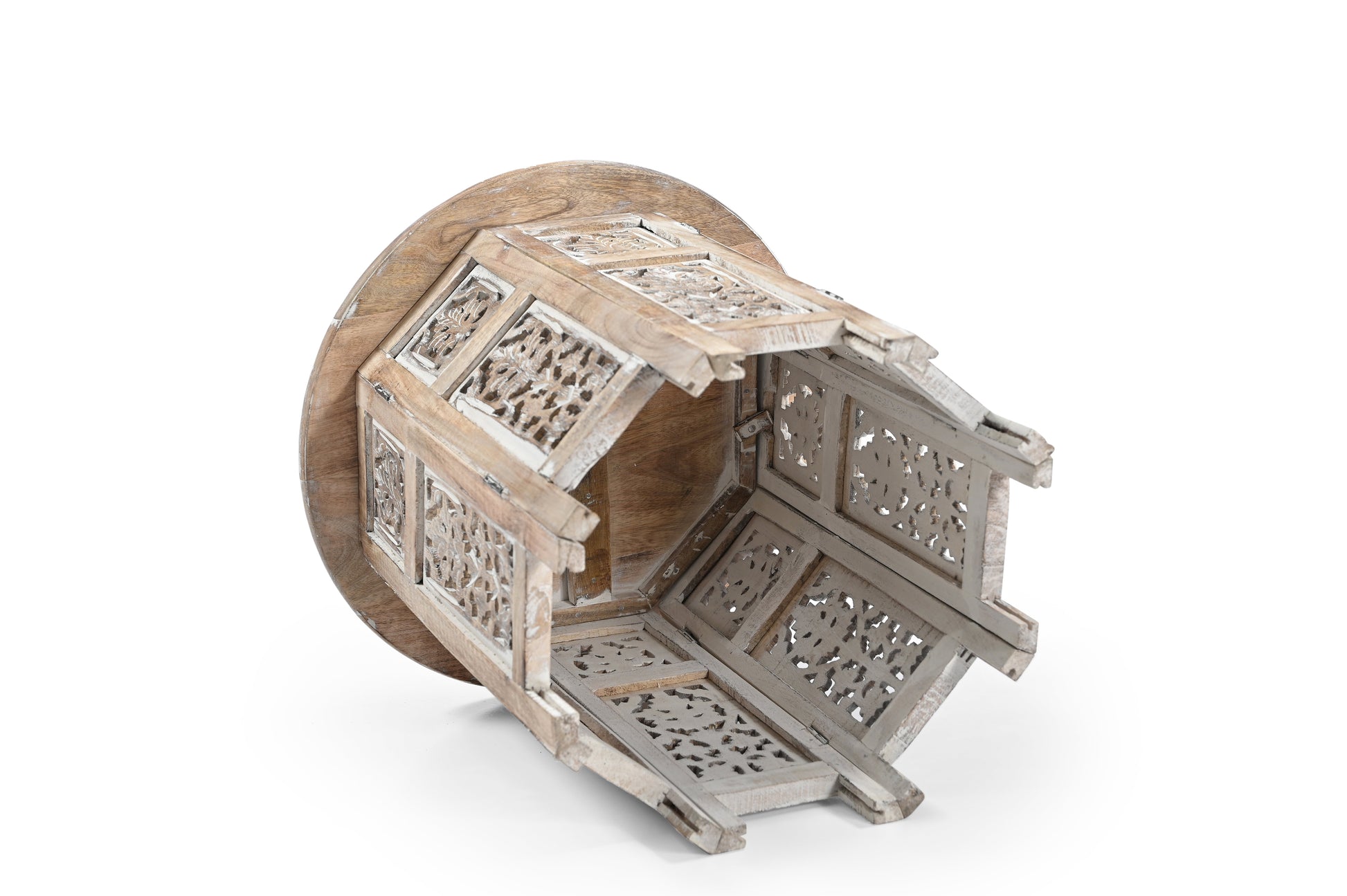 Beistelltisch Holz – Handgefertigter Tisch mit Gittermuster iAnanas