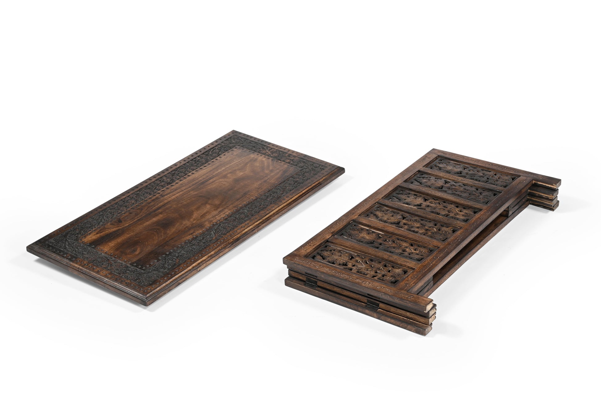 Vintage Solid Mango Wood Coffee Table - Handmade Wooden Coffee Table with Carved Details, Brown Finish, Decorative and Sturdy for Living Room - 92 x 45 x 45 cm iAnanas