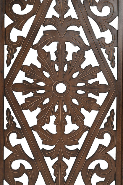 Handmade Mango Wood Dog Gate - Freestanding 4-Piece Pet Gate, Brown, Foldable Safety Fence & Fireplace Guard for Dogs, Cats & Children - 180x2x84 cm Marudhara