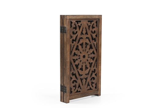 Handmade Mango Wood Dog Gate - Freestanding 4-Piece Pet Gate, Brown, Foldable Safety Fence & Fireplace Guard for Dogs, Cats & Children - 180x2x84 cm