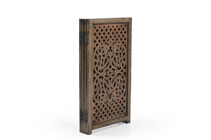 Handmade Mango Wood Dog Gate - Freestanding 4-Piece Pet Gate, Light Brown, Foldable Safety Fence & Fireplace Guard for Dogs, Cats & Children - 180x2x84 cm iAnanas