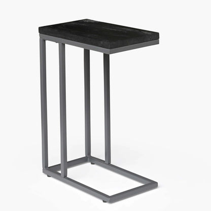 Moderner Beistelltisch aus schwarzem Mangoholz und Metallgestell, iAnanas Möbel