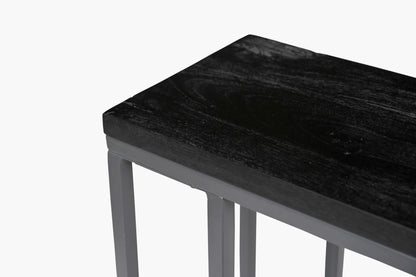 Moderner Beistelltisch aus Mangoholz, schwarz, mit Metallgestell, iAnanas Möbel