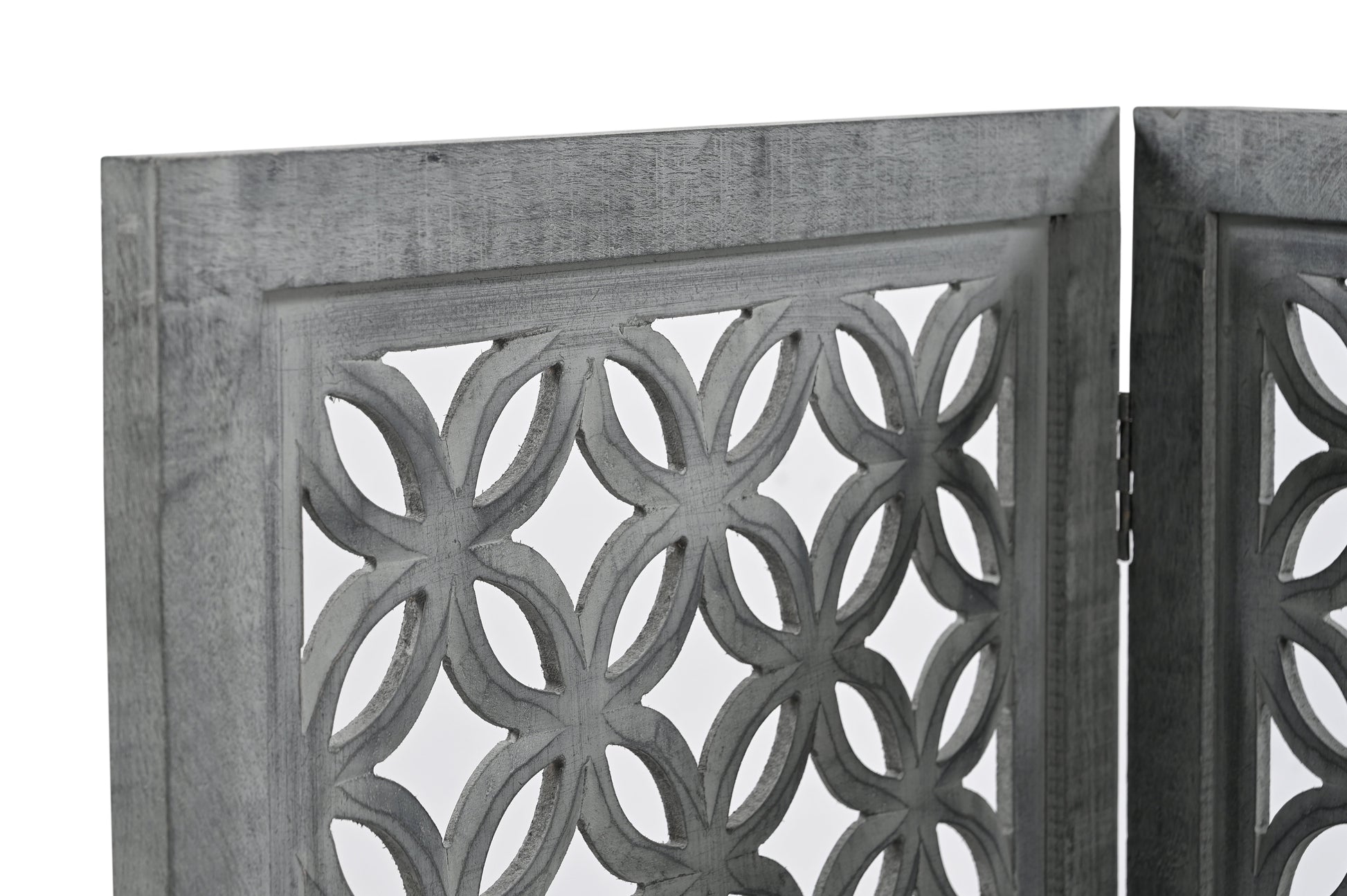 Handgefertigtes Hundegitter aus Mangoholz – freistehendes 4-teiliges Haustiergitter, grau, faltbarer Sicherheitszaun und Kaminschutz für Hunde, Katzen und Kinder – 180 x 2 x 84 cm iAnanas