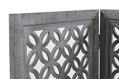 Handgefertigtes Hundegitter aus Mangoholz – freistehendes 4-teiliges Haustiergitter, grau, faltbarer Sicherheitszaun und Kaminschutz für Hunde, Katzen und Kinder – 180 x 2 x 84 cm iAnanas