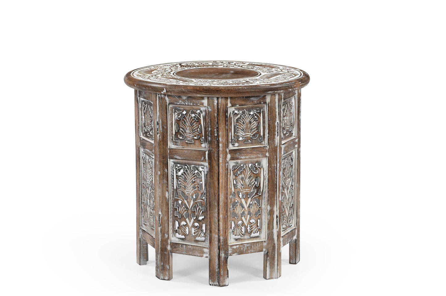 Beistelltisch Holz – Handgefertigter Tisch mit Gittermuster iAnanas