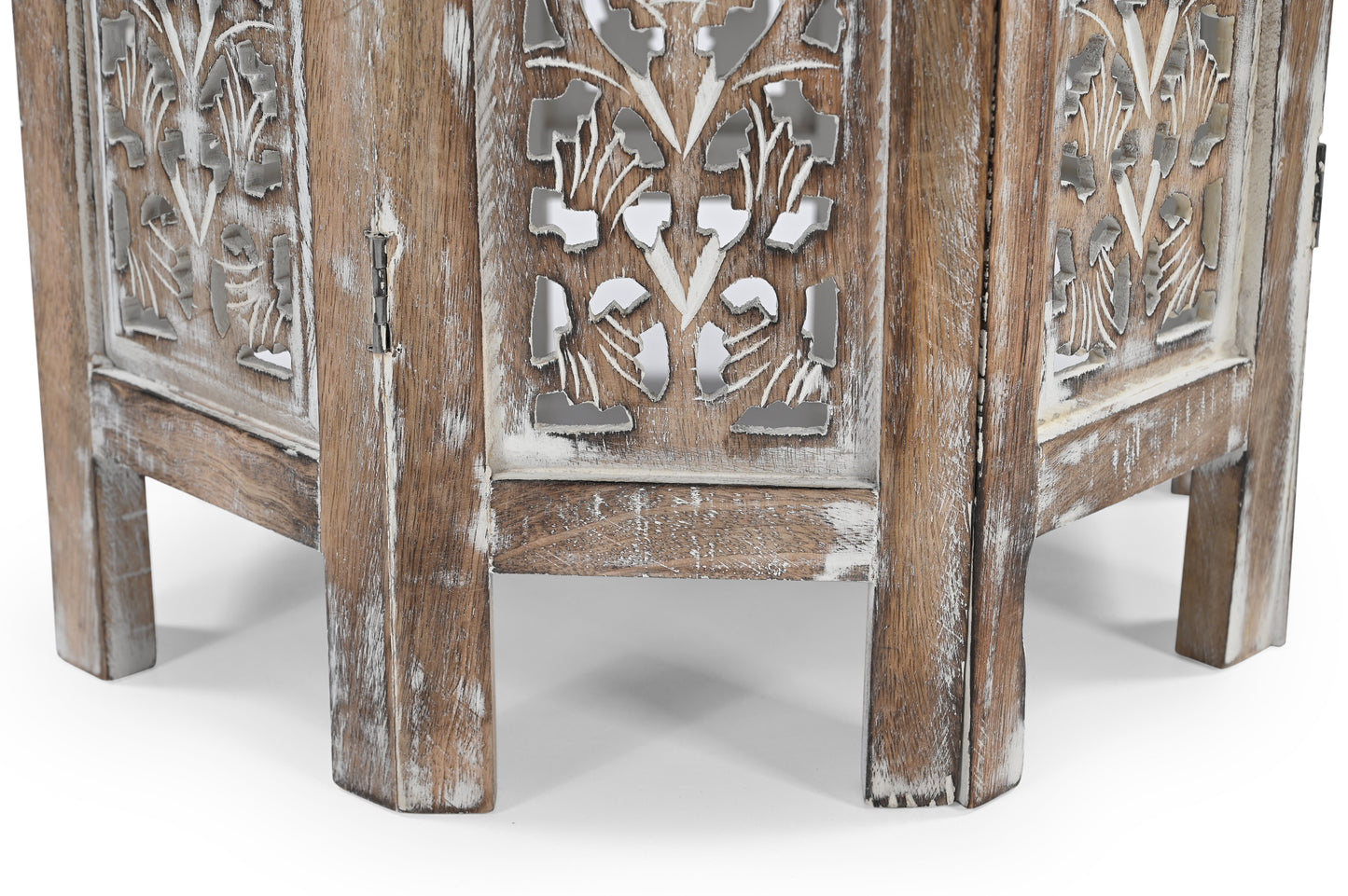 Beistelltisch Holz – Handgefertigter Tisch mit Gittermuster iAnanas