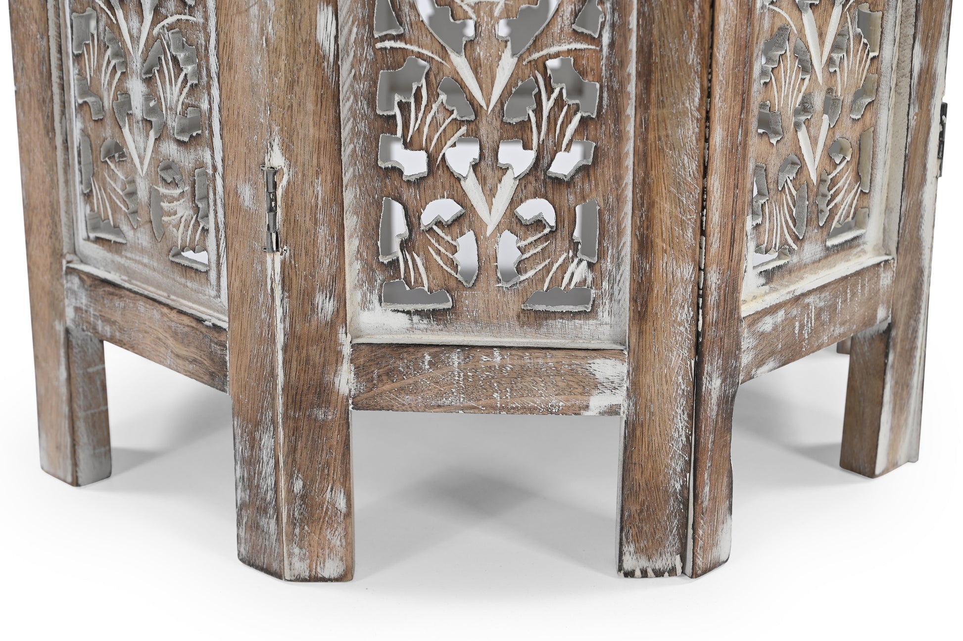 Beistelltisch Holz – Handgefertigter Tisch mit Gittermuster iAnanas