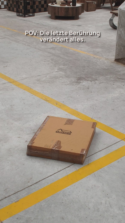 handgefertigter Beistelltisch aus Mangoholz Antikbrauner geschnitztem