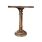 iAnanas Antique Brown Hand-Carved Round Side Table with Embellishments – Mango Wood