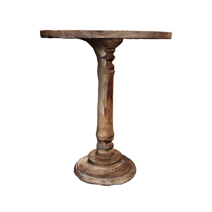 handgefertigter Beistelltisch aus Mangoholz Antikbrauner geschnitztem