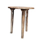 Rustic Solid Wood Side Table – Handmade Round Stool with Carved Mandala Top & 3 Legs – Boho Accent Furniture
